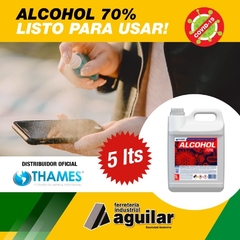 Alcohol Etílico 70% Listo para Usar Bidón x 5 Litros