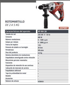 Rotomartillo SDS-PLUS Einhell TE-RH20 600w 1,8 Joules en internet