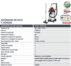 Aspiradora Sopladora Einhell Eco Power TE-VC 2340 SA 40 lts Polvo/Liquido en internet