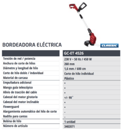 Bordeadora Eléctrica Einhell GC-ET4526 450w - Ferreteria Industrial Aguilar
