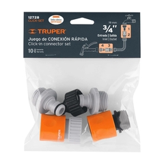 Manguera Truper 1/2"reforzada 3 capas 10 m + Juego de 5 conectores Truper 3/4" rápidos de ABS en internet