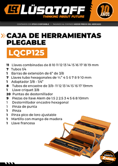 Caja de Herramientas Metálica Plegable Lusqtoff LQCP125 64 Piezas - Ferreteria Industrial Aguilar