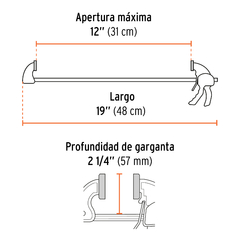 Prensa de ajuste rápido Truper de 12"con cuerpo de nylon 100141 - comprar online