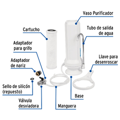 Purificador de agua Truper sobre tarja Foset + Cartucho de repuesto Truper - comprar online