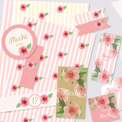 Kit imprimible flores romántico - comprar online