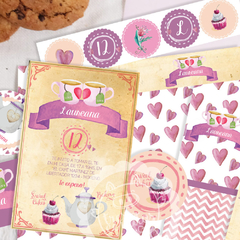 Kit imprimible Tea Party, imprimible cumpleaños, baby shower, pdf, editables. - comprar online