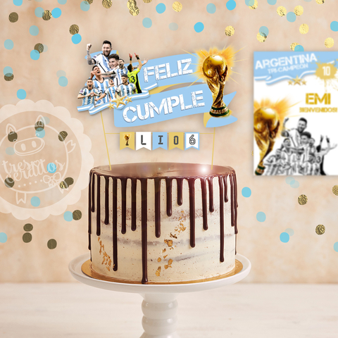 Argentina CAMPEON Topper de torta Listo para imprimir