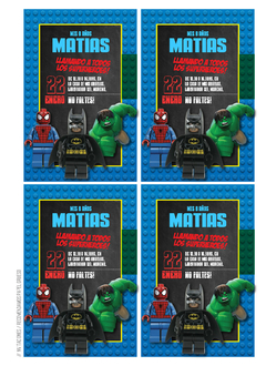 Kit imprimible Superheroes Lego - Tres Cerditos Kits Imprimibles