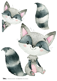 Kit imprimible mapache bosque - Tres Cerditos Kits Imprimibles