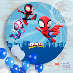 Spidey Banner para fiestas CIRCULAR / 120cm listo para imprimir