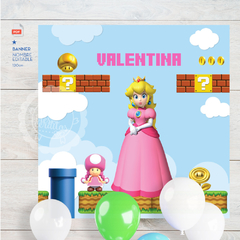 Princesa Peach Mario Bros | Banner 150cm | PDF textos editables
