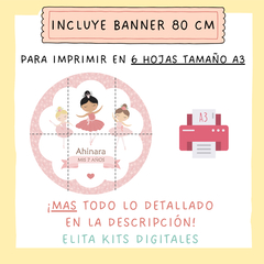 Kit Imprimible Bailarina Ballet + Banner Circular Fondo Mesa Dulce - comprar online