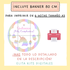 Kit imprimible Pop It Pastel + Banner Circular Fondo Mesa Dulce Candybar - comprar online
