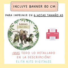 Kit imprimible Dinosaurios Jurasicos + Banner Circular Fondo Mesa Dulce Candybar - comprar online
