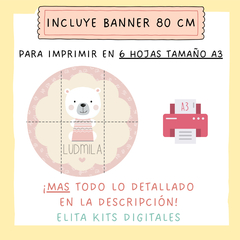Kit Imprimible Osita Polar Nórdica + Banner Circular Fondo Mesa Dulce Candybar - comprar online