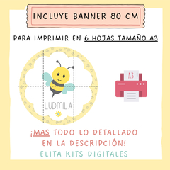 Kit Imprimible Abejita + Banner Circular Fondo Mesa Dulce - tienda online