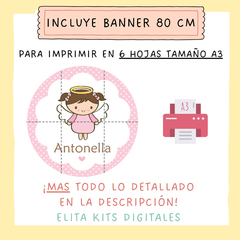 Kit Imprimible Angel Nena + Banner Circular Fondo Mesa Dulce - comprar online