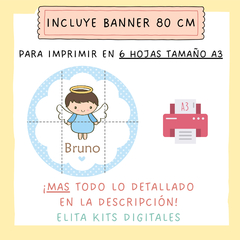 Kit Imprimible Angel Nene + Banner Circular Fondo Mesa Dulce - comprar online
