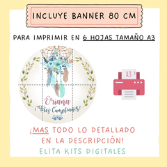 Kit imprimible Atrapasueños + Banner Circular Fondo Mesa Dulce Candybar - comprar online
