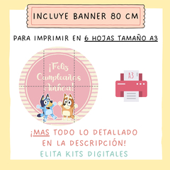 Kit imprimible Bluey Nena + Banner Circular Fondo Mesa Dulce Candybar - comprar online