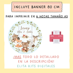 Kit Imprimible Animalitos del Bosque Nene + Banner Circular - comprar online