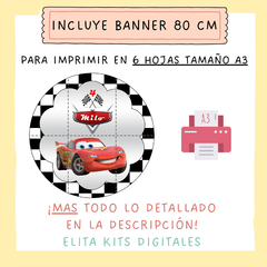 Kit Imprimible Cars + Banner Circular Fondo Mesa Dulce Candybar