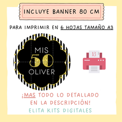 Kit imprimible 50 Años Hombre + Banner Circular Fondo Mesa dulce Candybar - comprar online