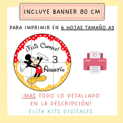 Kit imprimible Mickey Mouse + Banner Circular Fondo Mesa Dulce Candybar - comprar online