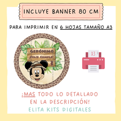 Kit imprimible Mickey Safari + Banner Circular Fondo Mesa Dulce Candybar - comprar online