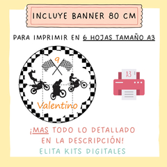 Kit Imprimible Motocross + Banner Circular Fondo Mesa dulce Candybar - comprar online