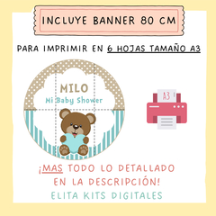 Kit Imprimible Osito Corazón + Banner Circular Fondo Mesa Dulce Candybar - comprar online