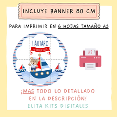 Kit imprimible Osito Marinero + Banner Circular Fondo Mesa Dulce Candybar en internet