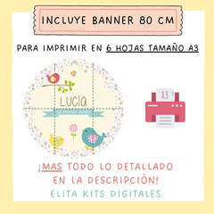 Kit Imprimible Bonitos Pajaritos + Banner Circular Fondo Mesa Dulce Candybar - tienda online