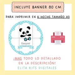 Kit imprimible Panda Nene Celeste + Banner Circular - comprar online