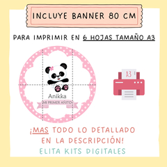 Kit imprimible Panda Nena Rosa + Banner Circular - comprar online