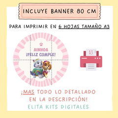 Kit imprimible Patrulla Canina Skye y Everest + Banner Circular Fondo Mesa Dulce Candybar - comprar online