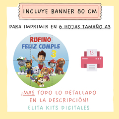 Kit imprimible Patrulla Canina Paw Patrol + Banner Circular Fondo Mesa Dulce Candybar - comprar online