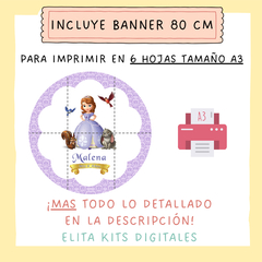 Kit Imprimible Princesita Sofia + Banner Circular Fondo Mesa Dulce Candybar - comprar online