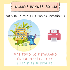 Kit Imprimible Stitch + Banner Circular Fondo Mesa Dulce Candybar - comprar online