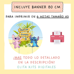 Kit Imprimible Stitch y Angel + Banner Circular Fondo Mesa Dulce - comprar online
