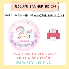 Kit Imprimible Unicornio Mágico + Banner Circular Fondo Mesa Dulce Candybar - comprar online