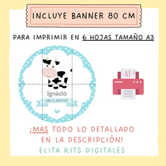 Kit imprimible Vaquita nene + Banner Circular Fondo Mesa Dulce Candybar - comprar online