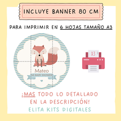 Kit imprimible Zorrito + Banner + Circular Fondo Mesa Dulce Candybar - comprar online