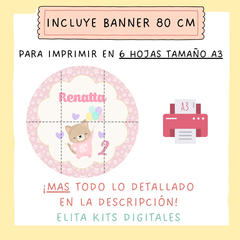 Kit imprimible Gatita + Banner Circular Fondo Mesa Dulce - comprar online