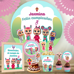 Kit imprimible Bebés Llorones + Banner Circular Fondo Mesa Dulce Candybar