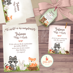 Kit Imprimible bosque encantado nena tarjetas invitacion digital para whatsapp