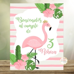 Kit Imprimible Flamencos + Banner Circular Fondo Mesa Dulce Candybar en internet