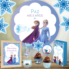 Kit imprimible Frozen + Banner Circular Fondo Mesa Dulce Candybar