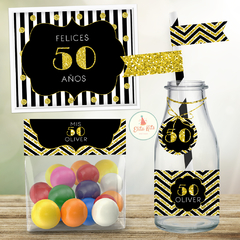 Imagen de Kit imprimible 50 Años Hombre + Banner Circular Fondo Mesa dulce Candybar