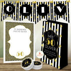 Kit imprimible 50 Años Hombre + Banner Circular Fondo Mesa dulce Candybar - Kits Imprimibles - Elita Kits Digitales